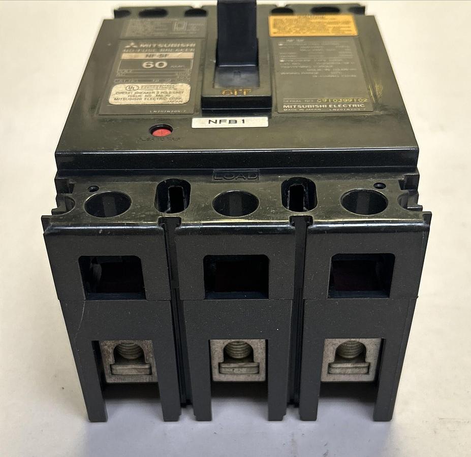 Used MITSUBISHI,NF-SF3060,CIRCUIT BREAKER 60A 480V 3P