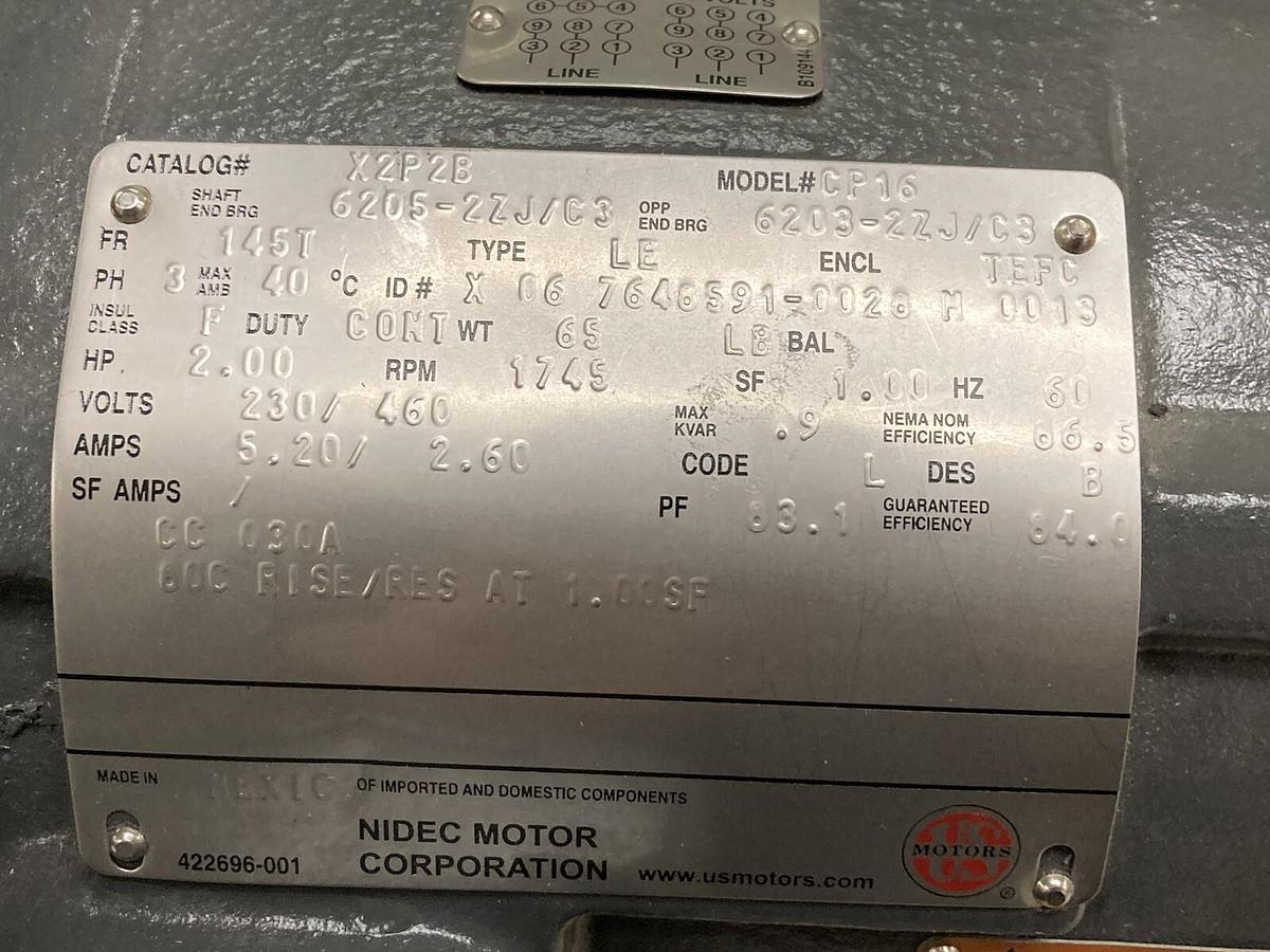 Nidec,X2P2B,2HP Hazardous Motor 1770RPM 230/460Volts  Frame 145T