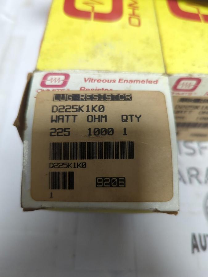 OHMITE,D225K1K0,LUG RESISTORS 225W 1000 OHM LOT OF 2 NEW