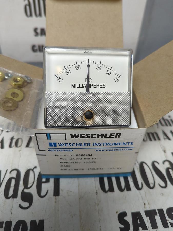 WESCHLER,19505434 ALL GX-332 606B591A22 75-0-75MADC,PANEL METER NOS