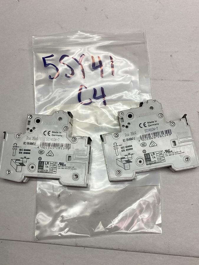 Used Siemens,5SY4104-7,1-Pole Circuit Breaker 230/400V 35kA LOT OF 2