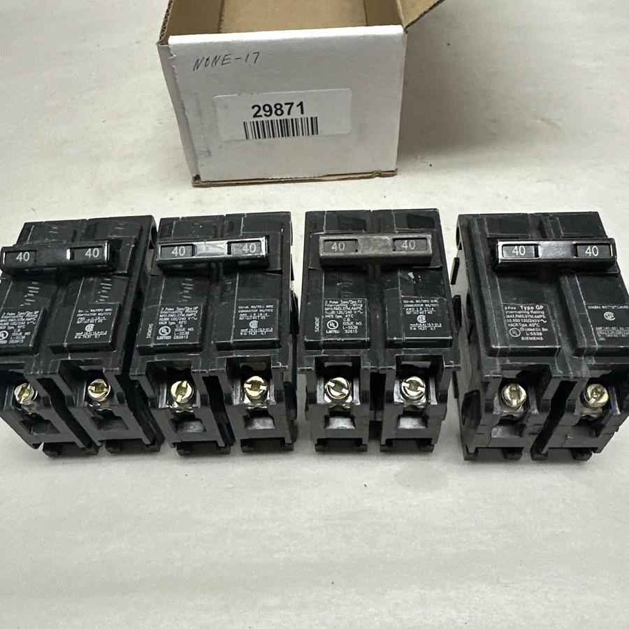 Used Siemens,Q240,40 Amp 2 Pole Circuit Breaker LOT of 4