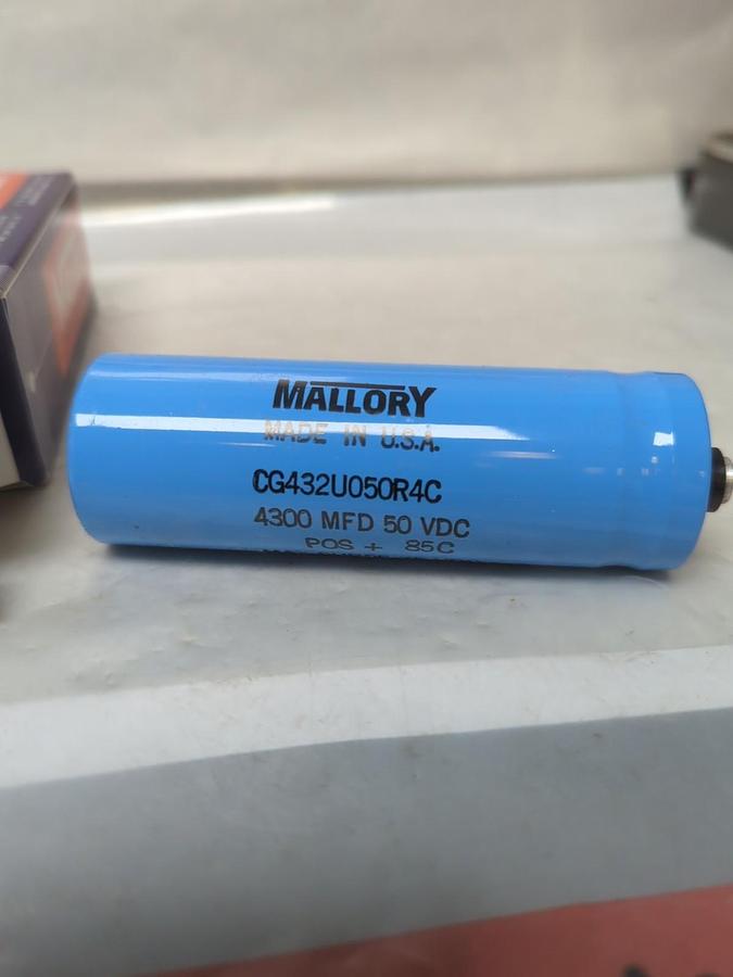 MALLORY,CG432U050R4C,CAPACITOR 4300 MFD 50 WVDC NOS