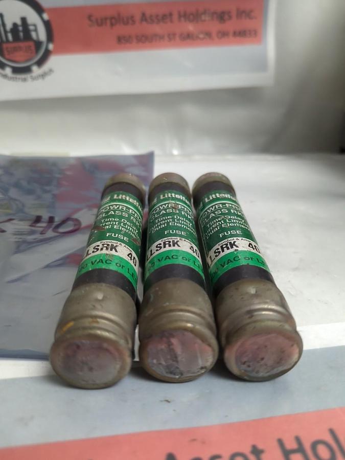 Used LITTELFUSE,LLSRK40,POWR-GARD FUSE 40 AMP LOT OF 3 PRE-OWNED