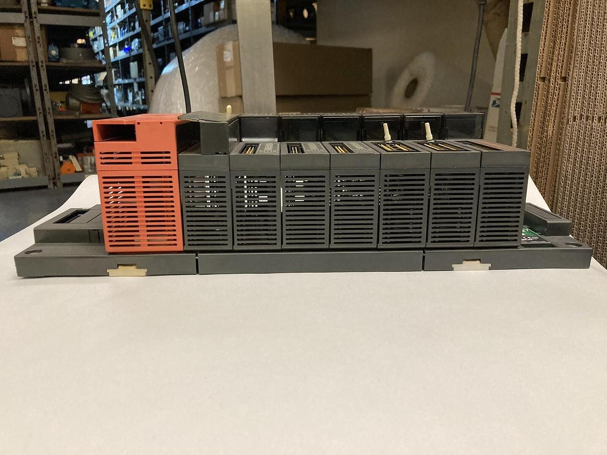 Used Mitsubishi,A1S61PN/A1S64AD/A1SX41(x3) /A1SY42 (x2) /A1SY41,Rack Assembly