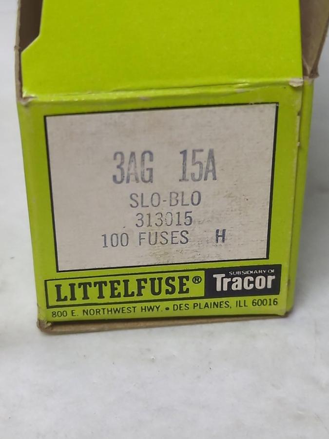 LITTELFUSE,3AG15A,SLO-BLO FUSES BOX OF 100 NOS