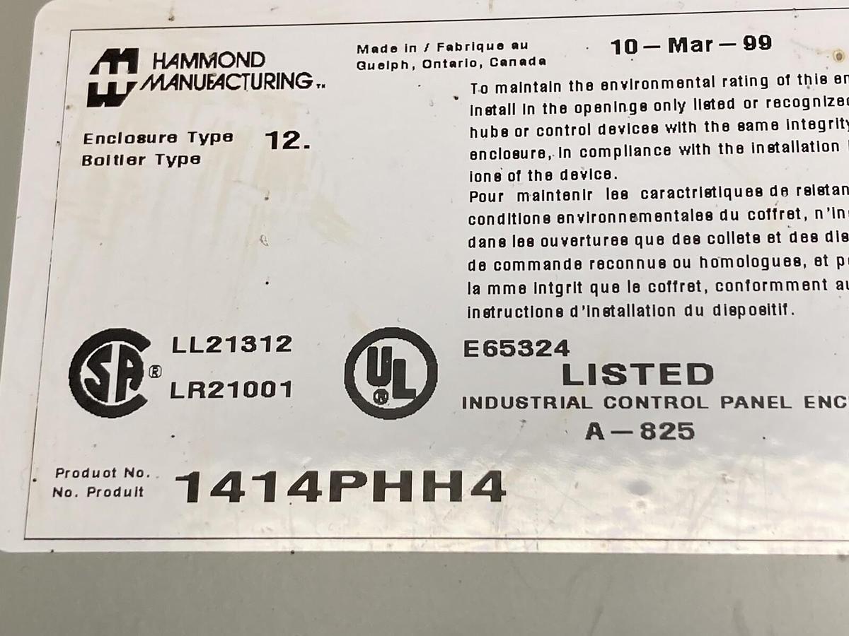 Used Hammond,1414PHH4,Steel Enclosure Type 12
