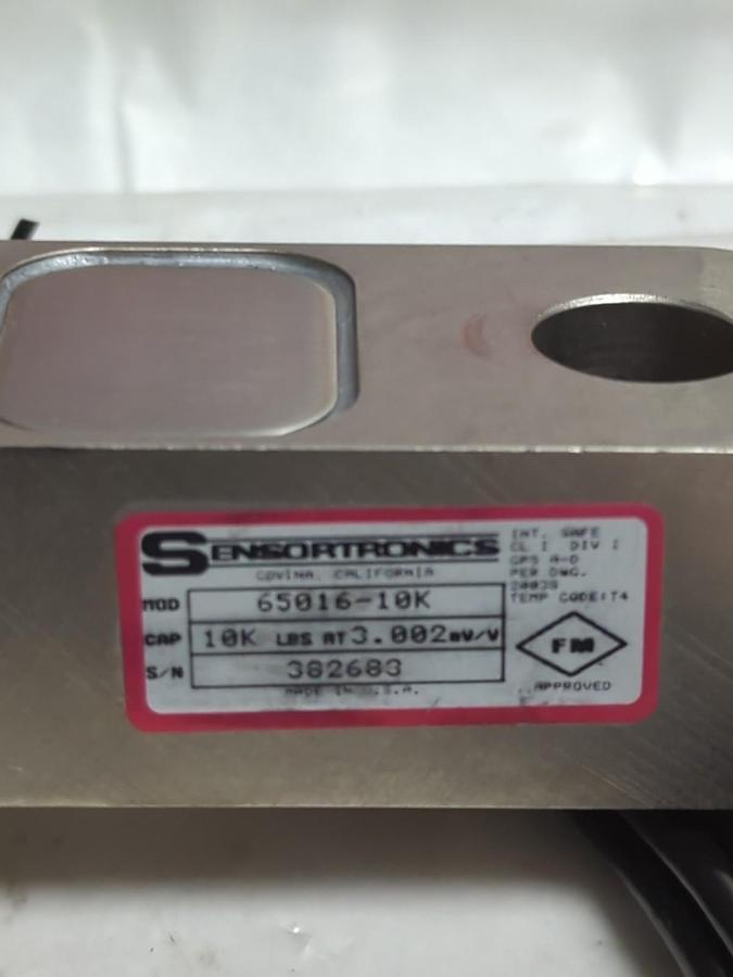 Used SENSORTRONICS,65016-10K,LOAD CELL 10K LBS. @ 3.002 mV/V PRE-OWNED