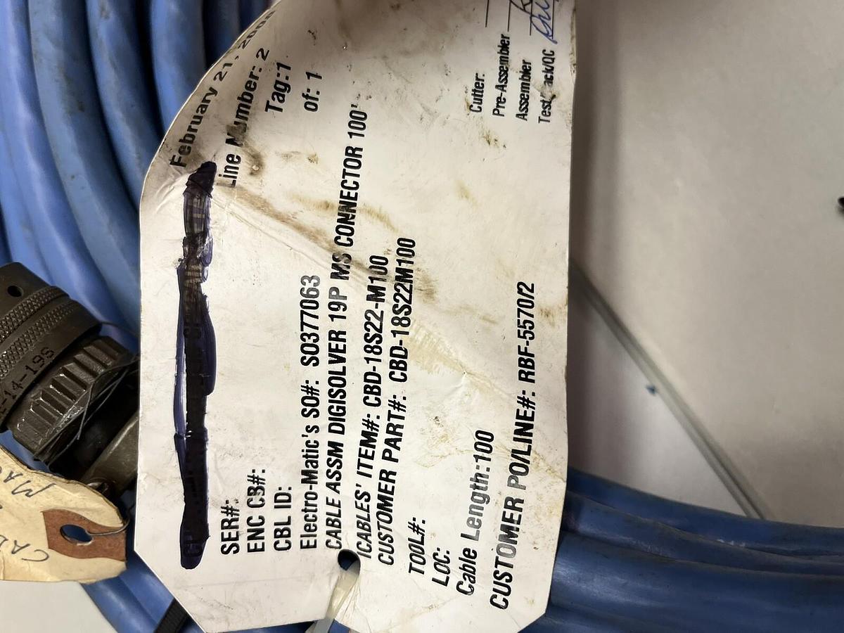 ELECTRO-MATIC,CBD-18S22-M100,DIGISOLVER CABLE 19PT 100 FT