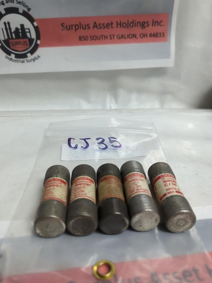 Used GOULD SHAWMUT,CJ35,CLASS J 35 AMP FUSE LOT OF 5 PRE-OWNED