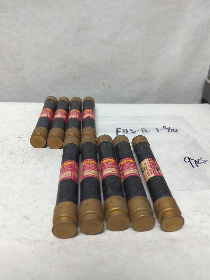 Used COOPER BUSSMANN,FRS-R-1-8/10,FUSETRON 1-8/10 AMP FUSE LOT OF 9 PRE-OWNED