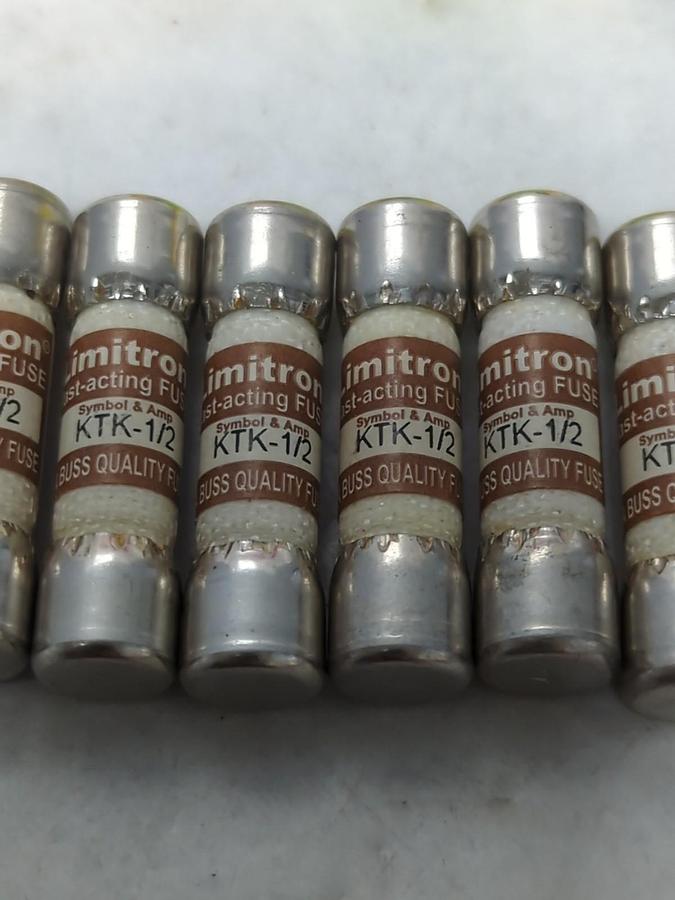 COOPER BUSSMANN,KTK-1/2,LIMITRON 1/2 AMP FUSES BOX OF 10 NOS