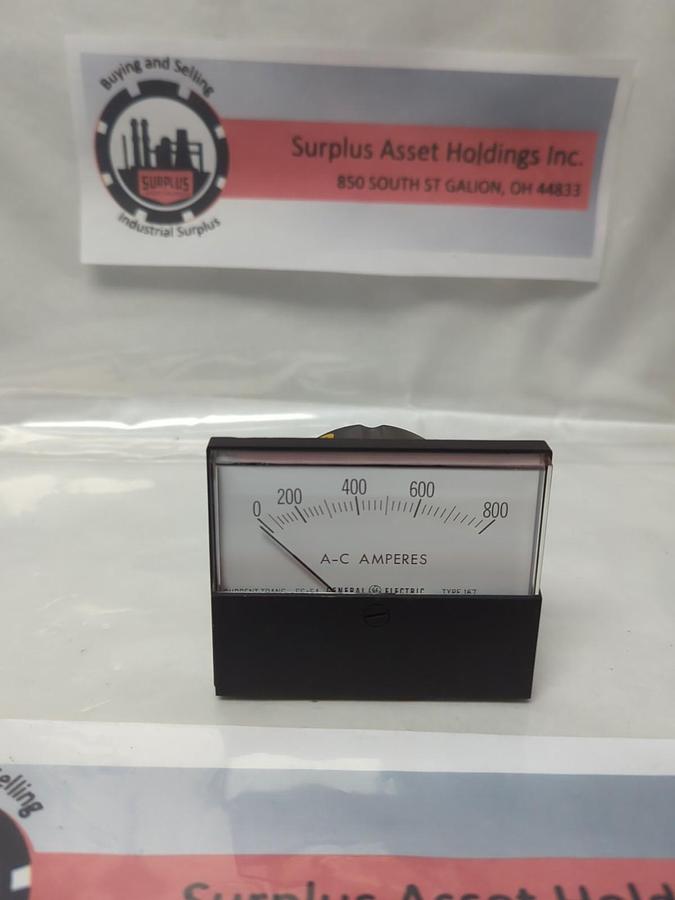 Used GE,TYPE 167,PANEL METER 0-800 A-C AMPERES PRE-OWNED