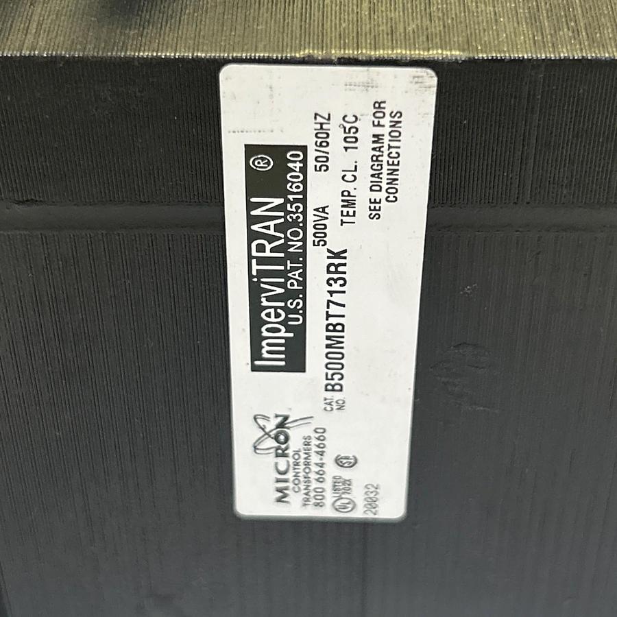 Used MICRON INDUSTRIES,B500MBT713RK,CONTROL TRANSFORMER 500VA 50/60HZ