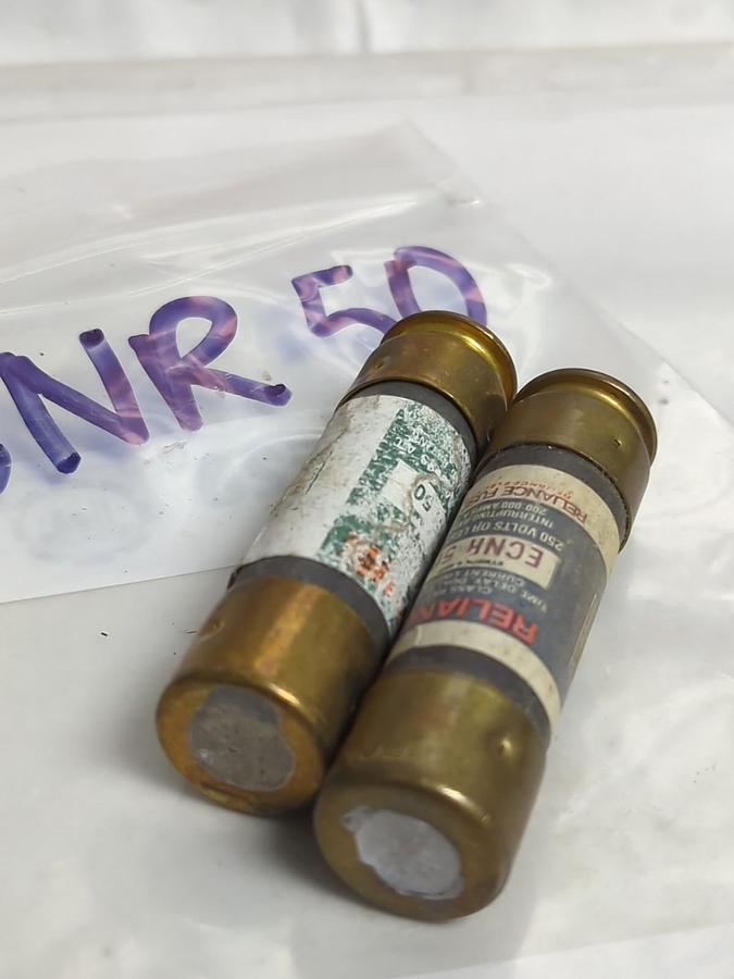 Used RELIANCE,ECNR50,TIME DELAY 50 AMP FUSE LOT OF 2 PRE-OWNED