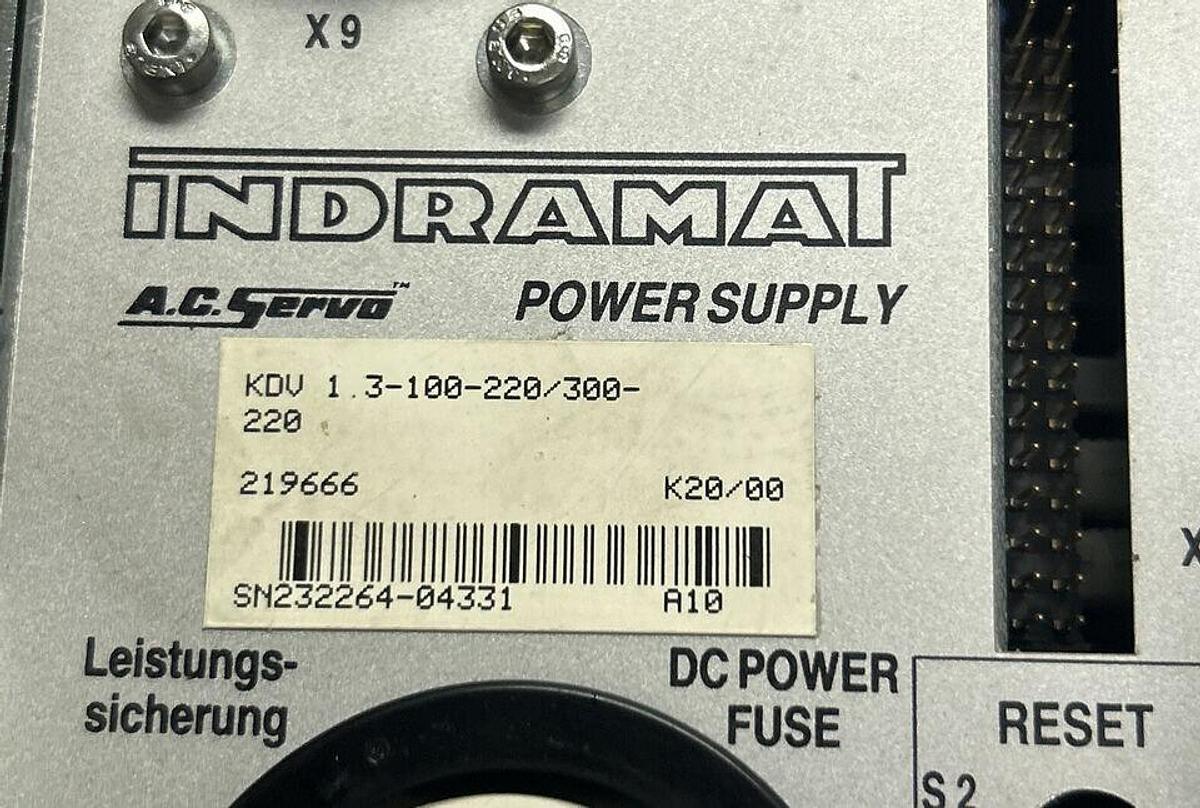 Used INDRAMAT,KDV-1.3-100-220/300-220,SERVO POWER SUPPLY REFURBISHED