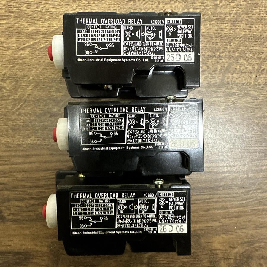 Used Hitachi,TR25-FS1-12,Thermal Overload Relay LOT of 3
