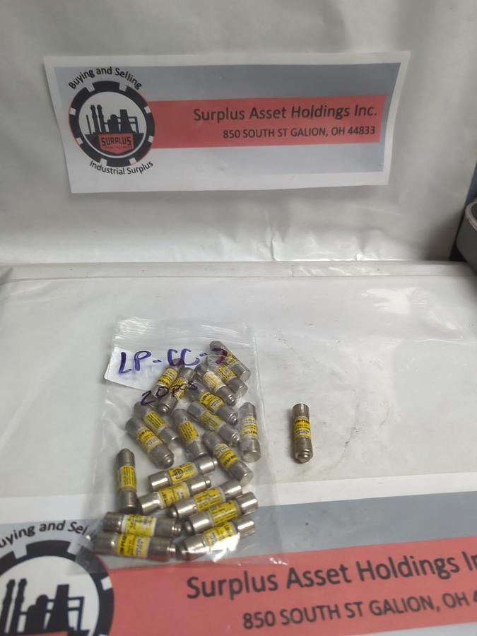 Used COOPER BUSSMANN,LP-CC-2,LOW-PEAK 2 AMP FUSE LOT OF 20 PRE-OWNED
