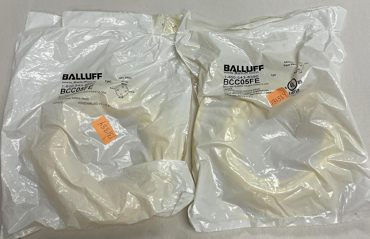 Used Balluff,BCC05FE,Cable Lot of 2 NOS In Sealed Bags