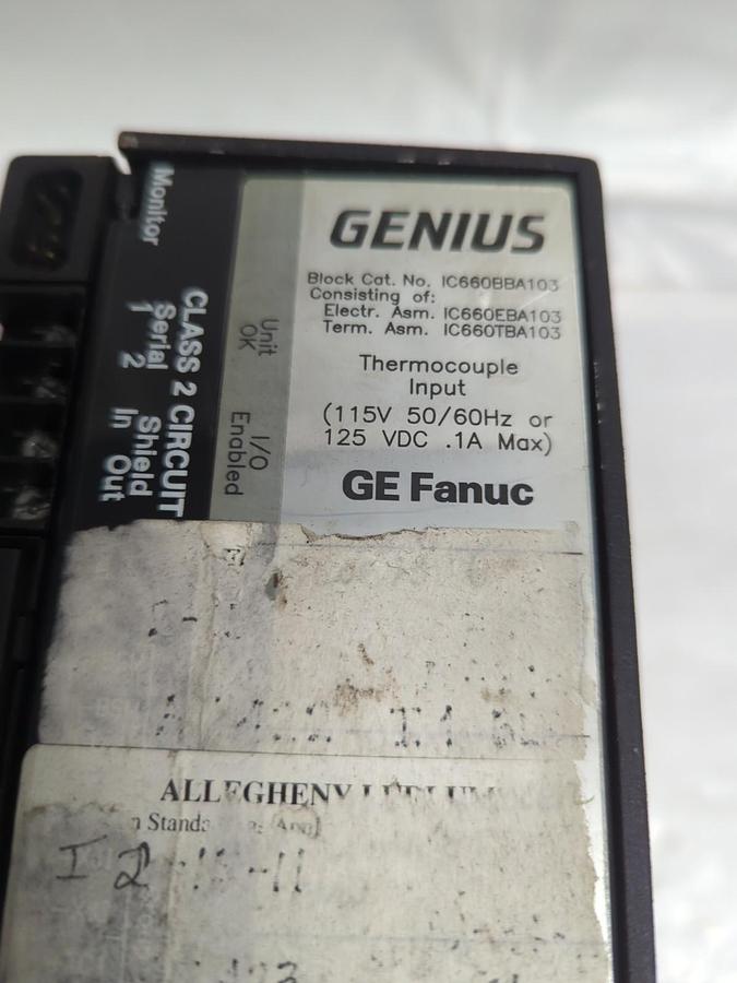 Used GE FANUC,IC660BBA103,THERMOCOUPLE UNIT 115V 50/60HZ OR 125VDC .1A USED