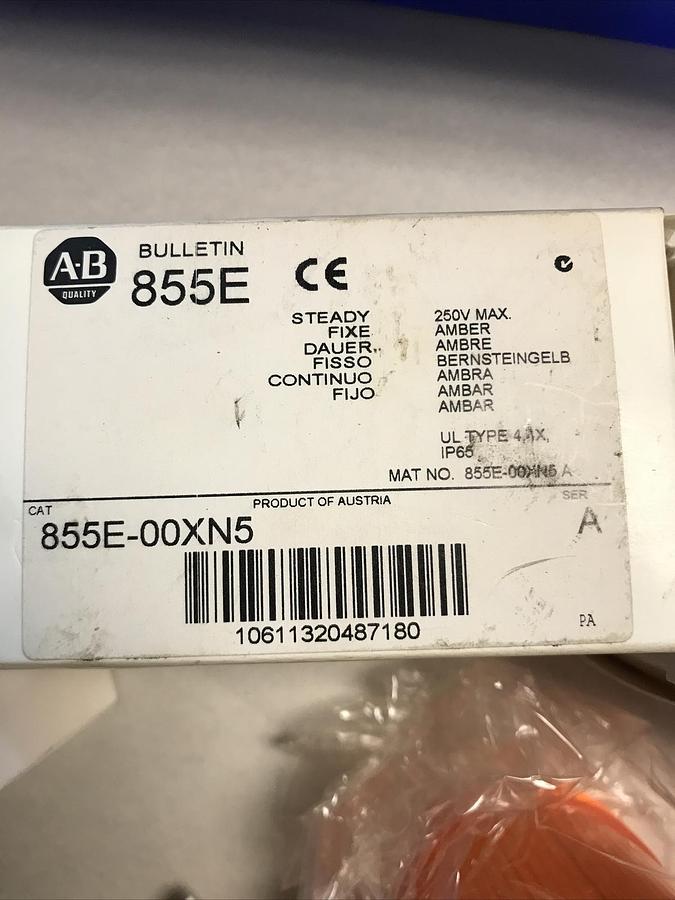Used Allen Bradley,855E-00XN5,Steady Amber Light Series A Lot of 3