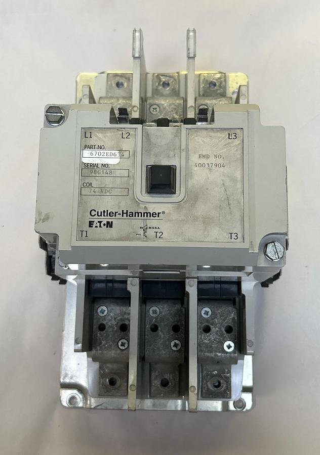 Used EATON CUTLER HAMMER,6702ED634,SPECIAL PURPOSE DC CONTACTOR 74VDC