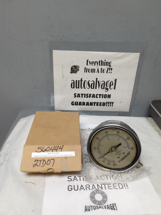 WEKSLER,BA4CYCC4LW,PRESSURE GAUGE 4 IN 1/4 IN NPT -30IN-0-60PSI/KPA NOS