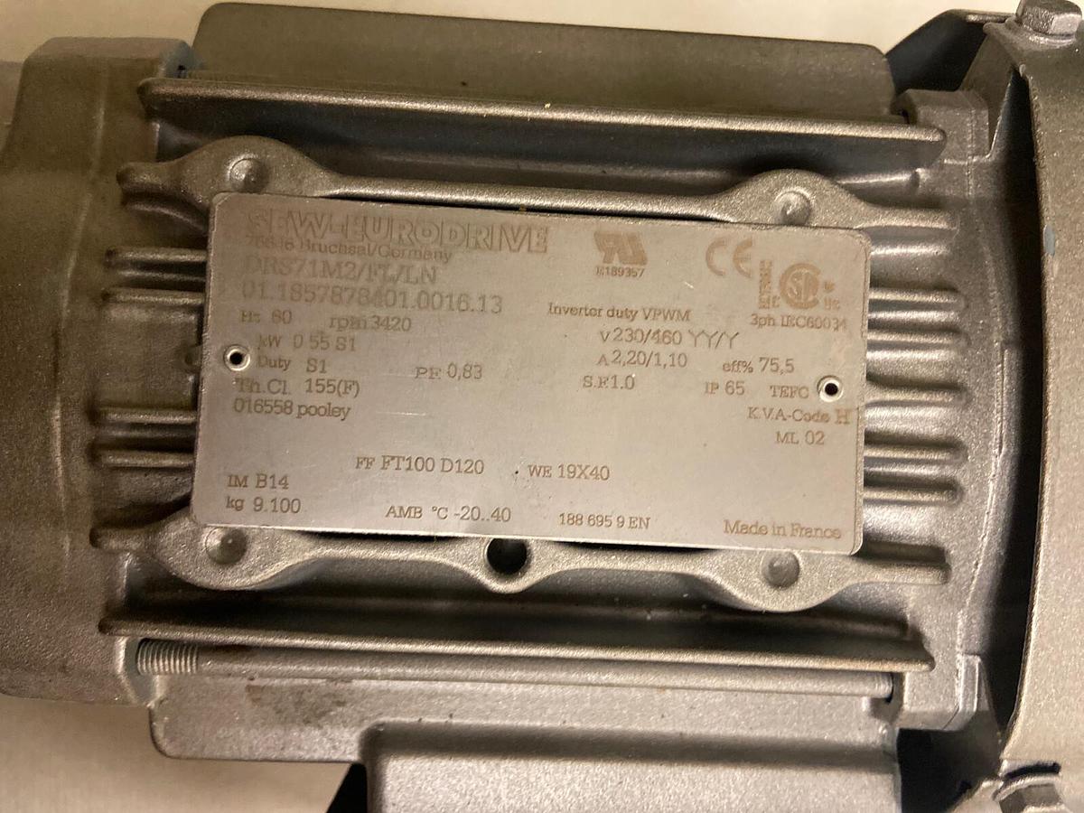 Used Sew Eurodrive,DRS71M2/FL/LN,Motor .55kW 3420RPM 230/460V
