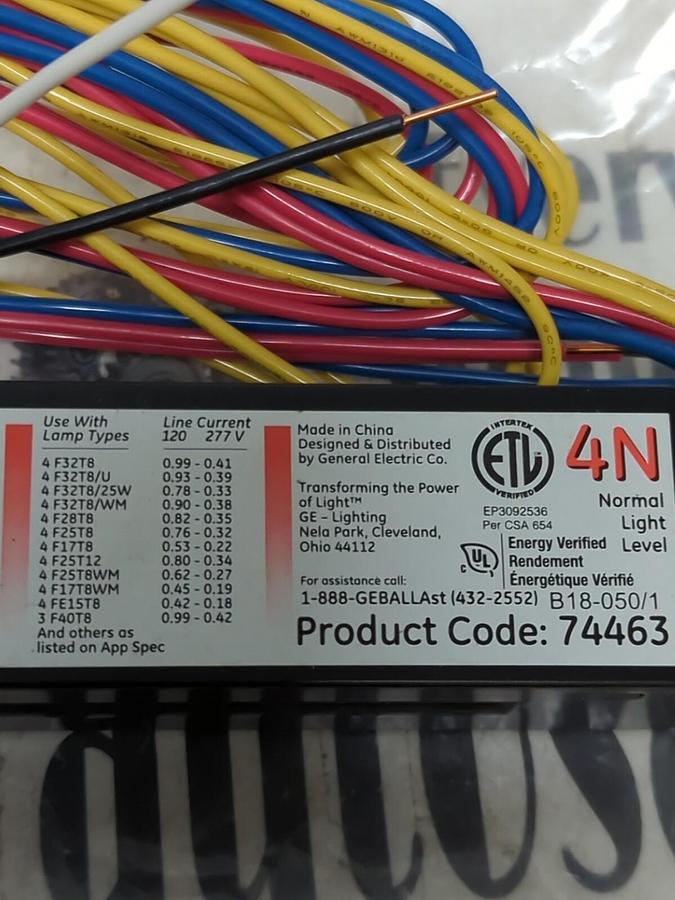 GENERAL ELECTRIC,GE432MAX-G-N  T-8-4N,ELECTRONIC BALLAST NOS