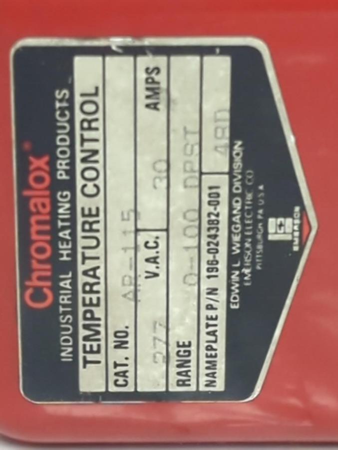 Used CHROMALOX,AR-115,TEMPERATURE CONTROL 0-100PSI 277VAC 30 AMP PRE-OWNED