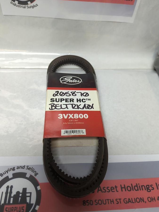 Used GATES,3VX800,SUPER HC BELT 80 INCH X 3/8 INCH NOS