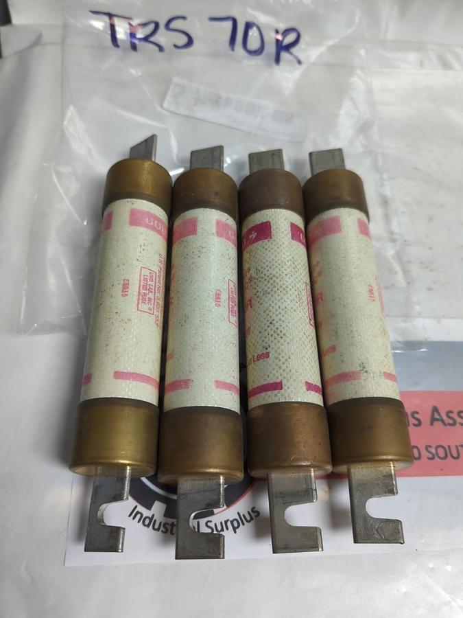 Used GOULD SHAWMUT,TRS70R,TRI-ONIC 70 AMP FUSE LOT OF 4 PRE-OWNED