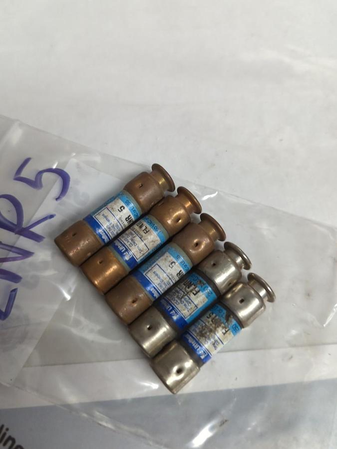Used LITTELFUSE,FLNR5,TIME-DELAY 5 AMP FUSE LOT OF 5 PRE-OWNED