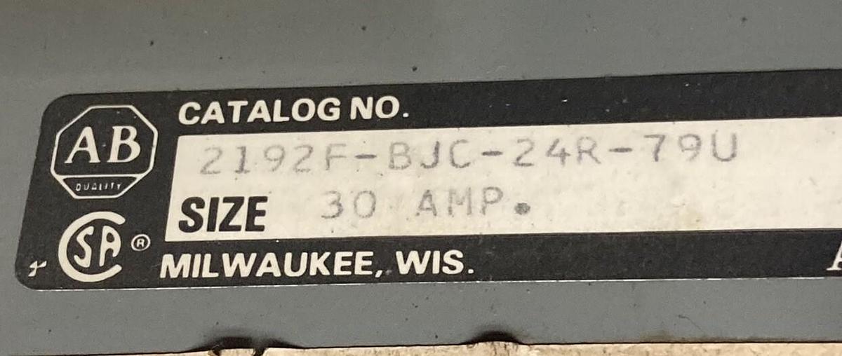 Used Allen Bradley,2100 2192F,30 Amp 12 Inch MCC Disconnect Feeder Bucket