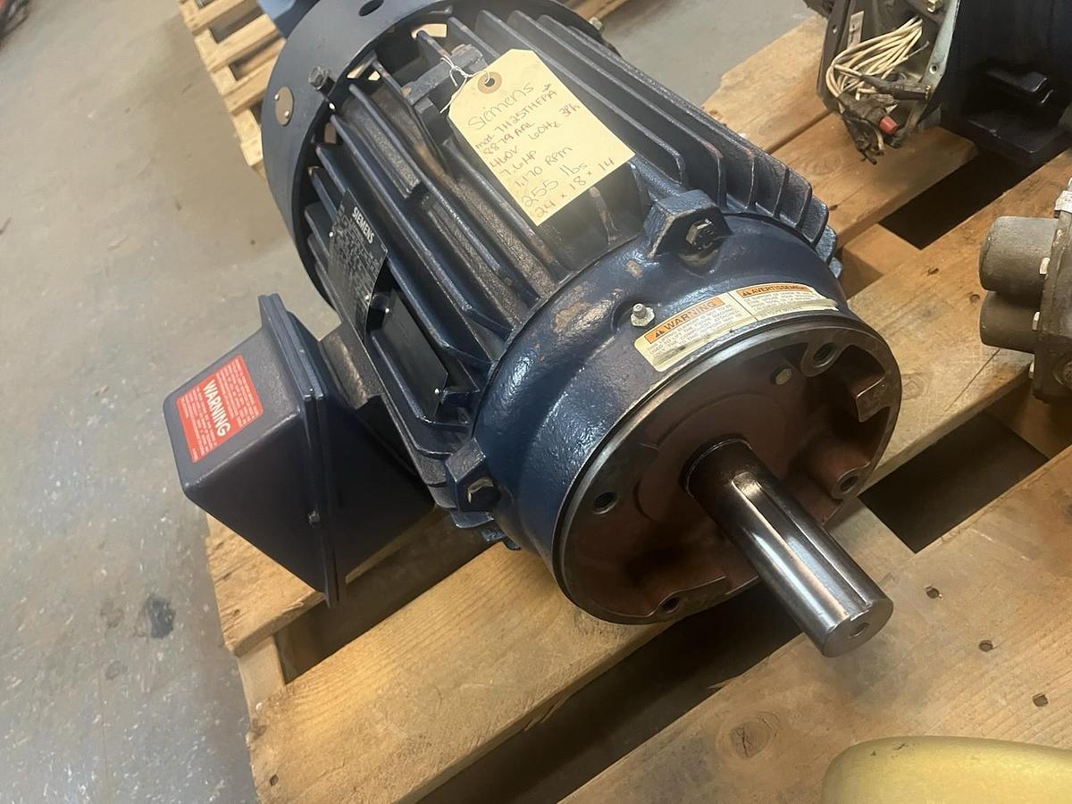 Used SIEMENS,7H-254THFPA8879AA-L,SEVERE DUTY MOTOR 7.6HP 1170RPM 460V 3PH 254TC