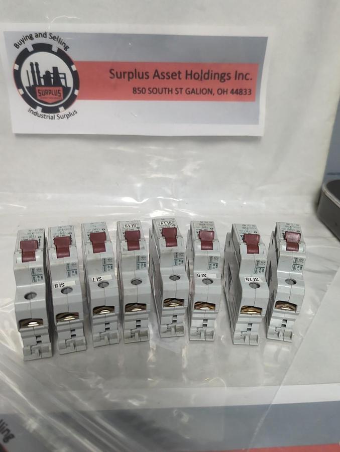 Used MOELLER,FAZ L16A,CIRCUIT BREAKER 1P 220/380 AC LOT OF 8 PRE-OWNED