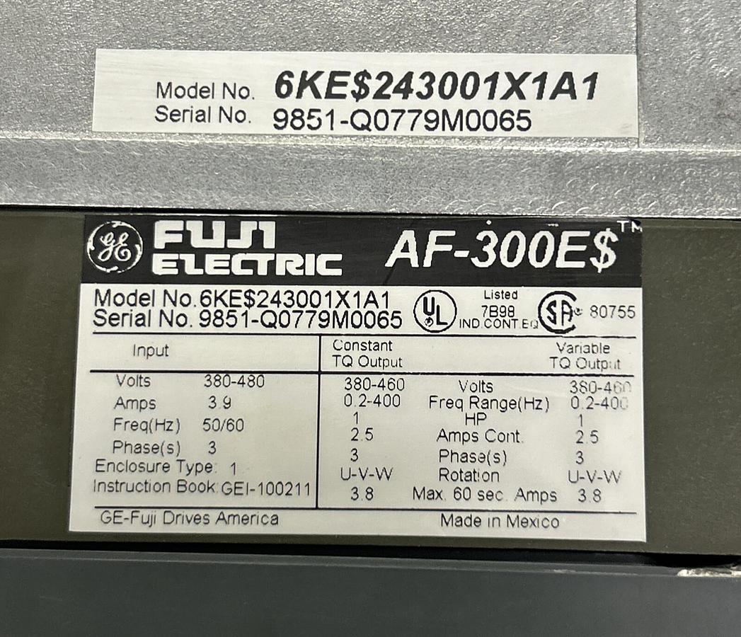 Used GE FUJI,6KES243001X1A1,AF-300ES AC DRIVE 1HP