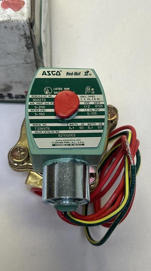 ASCO,8210G002,SOLENOID VALVE 1/2INCH 2W 110/120V NOS