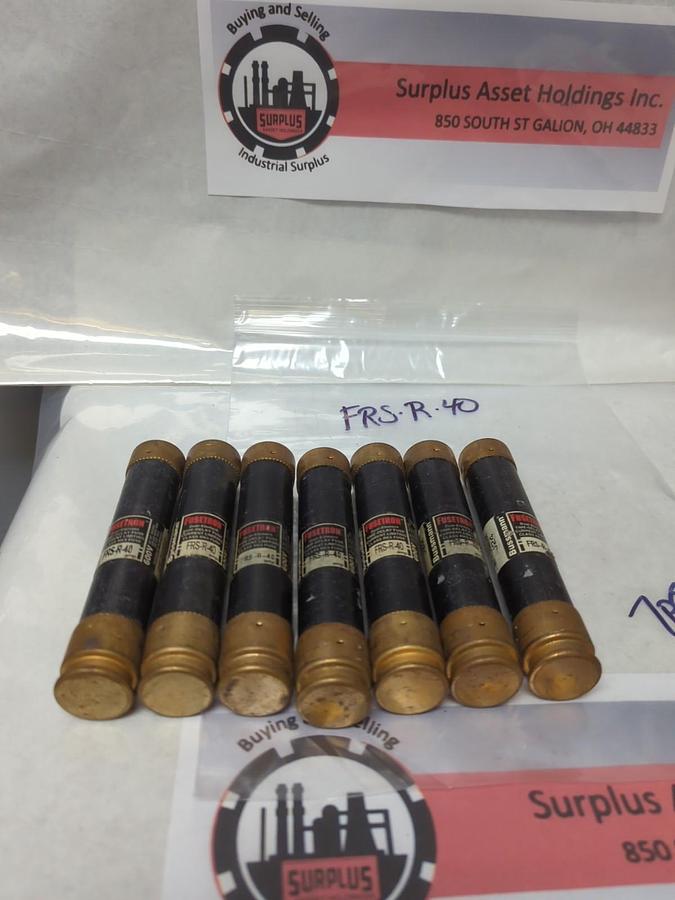 Used COOPER BUSSMAN,FRS-R-40,FUSETRON 40 AMP FUSE LOT OF 7 PRE-OWNED