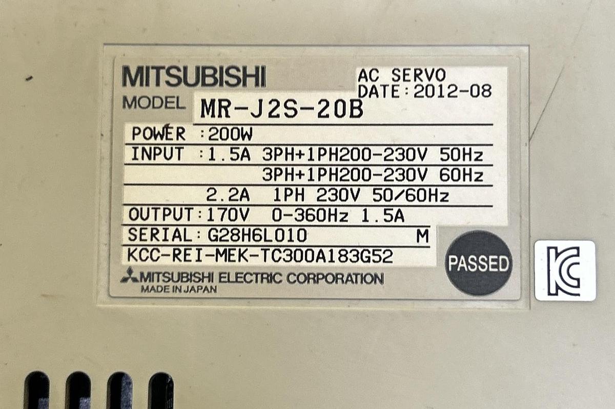 Used MITSUBISHI,MR-J2S-20B,SERVO DRIVE AMPLIFIER
