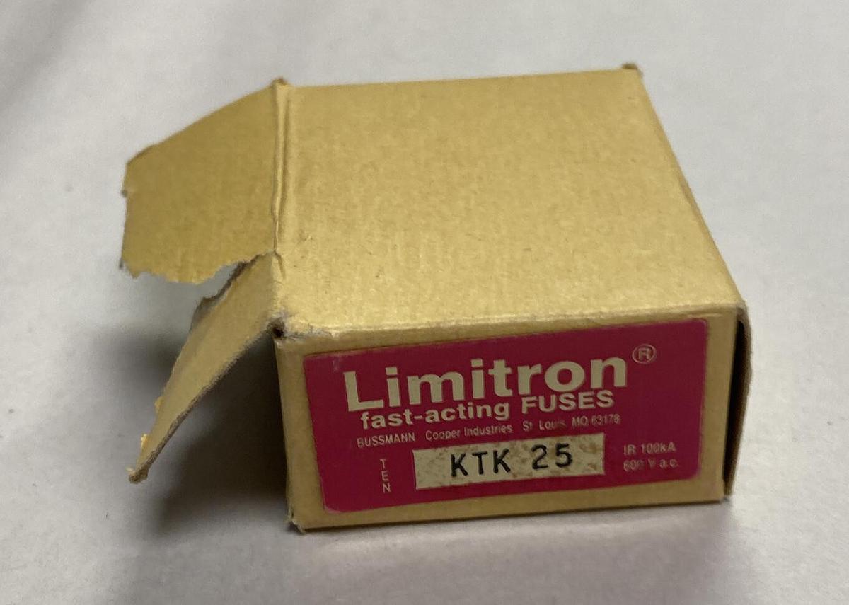 COOPER BUSSMANN,KTK-25,Limitron Fuse Box Of 10 NOS