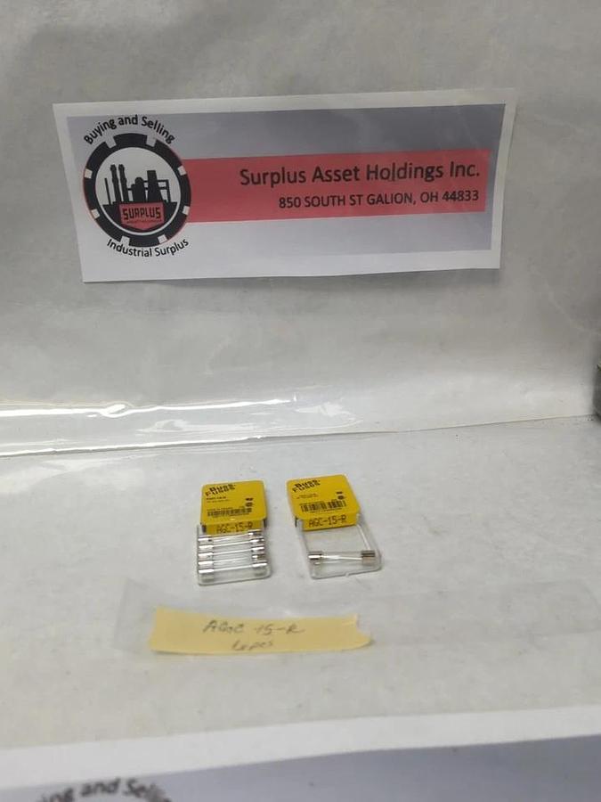 COOPER BUSSMANN,AGC-15-R,FAST ACTING 15 AMP FUSE LOT OF 6 NOS