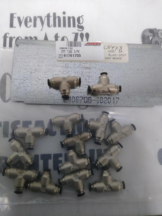 UNBRANDED,61761755,TUBE UNION TEE 3MM OD LOT OF 14