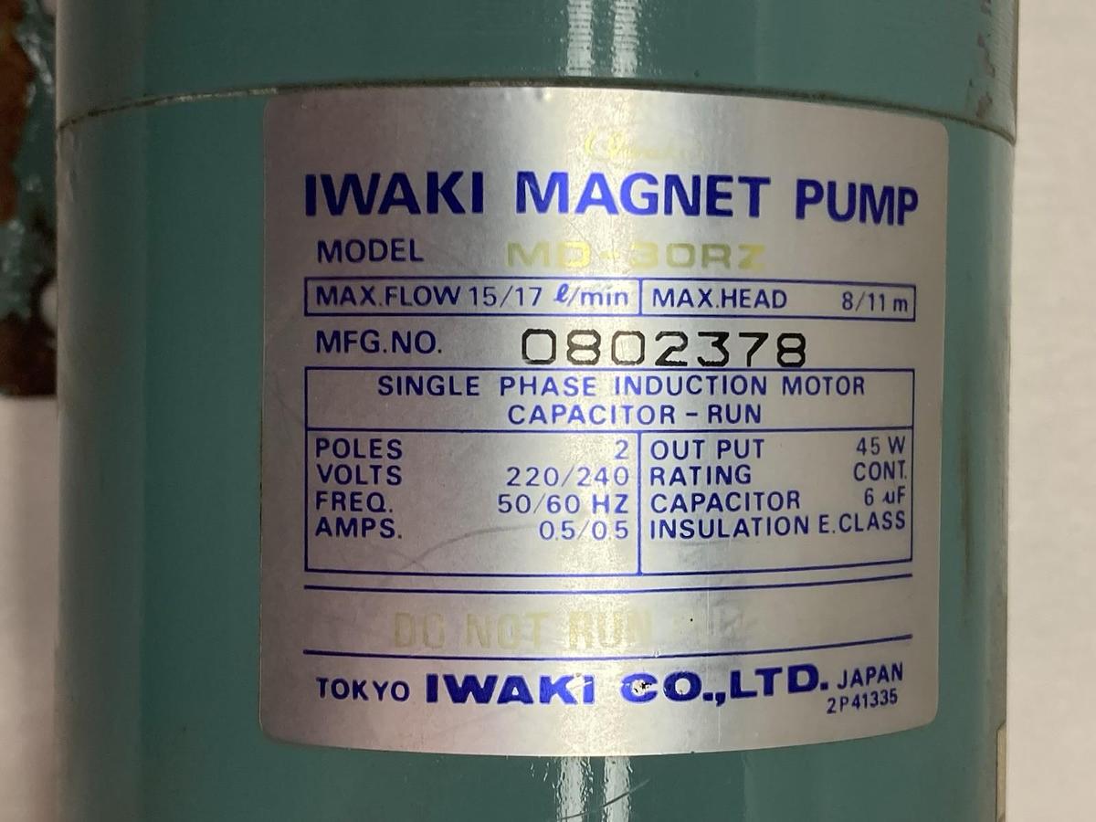 Used Iwaki,MD-30RZ,2-Pole Magnet Pump 220/240V 50/60Hz