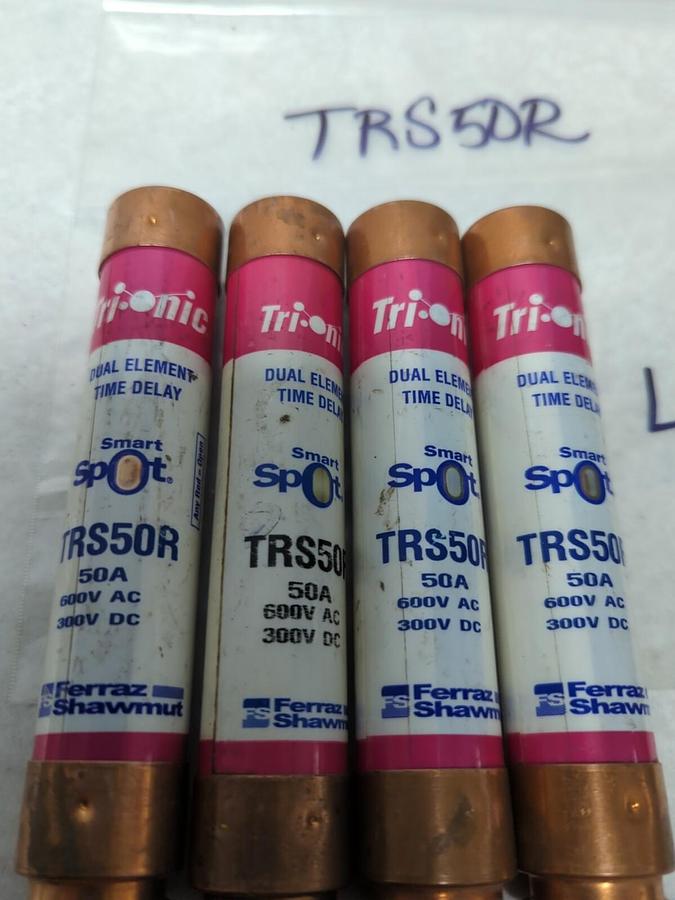 Used FERRAZ SHAWMUT,TRS50R,SMART SPOT 50 AMP FUSE LOT OF 4 PRE-OWNED