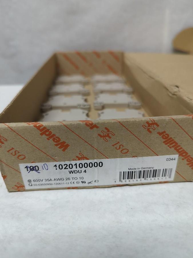 WEIDMULLER,1020100000,TERM BLOCK 600V 35A AWG 26 TO 10 WDU4 LOT OF 10 NOS