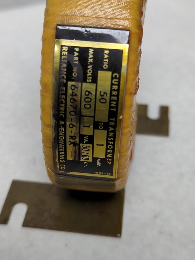 RELIANCE ELECTRIC,64670-6-RX,CURRENT TRANSFORMER 600V 50-1 AMP NOS