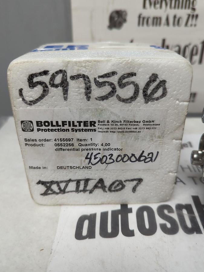 BOLLFILTER,0552256,DIFFERENTIAL PRESSURE INDICATOR NOS
