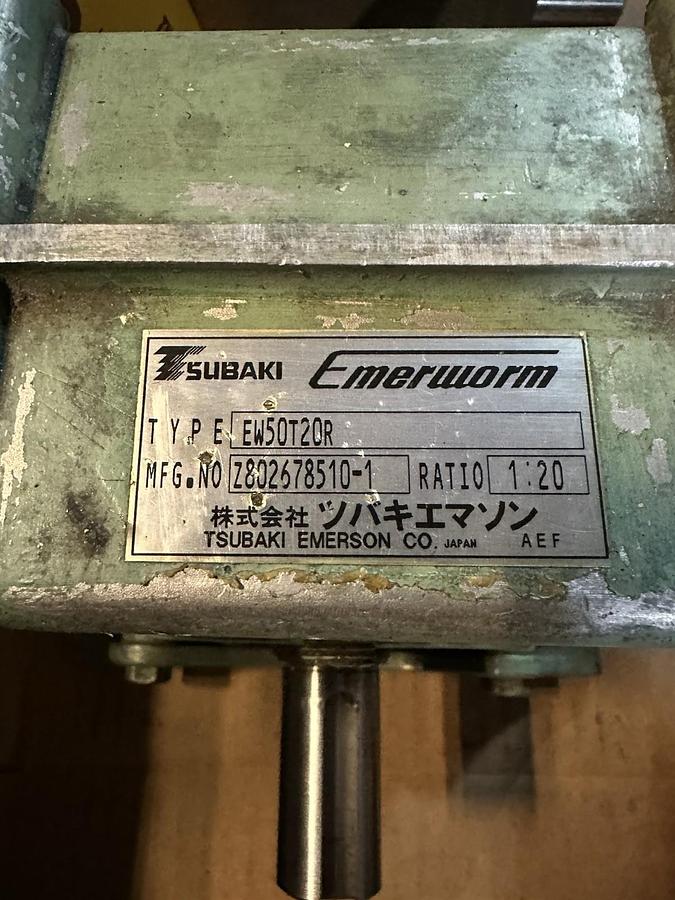 Used Tsubaki Emerson,EW50T20R,Emerworm Gear Reducer Ratio 20:1