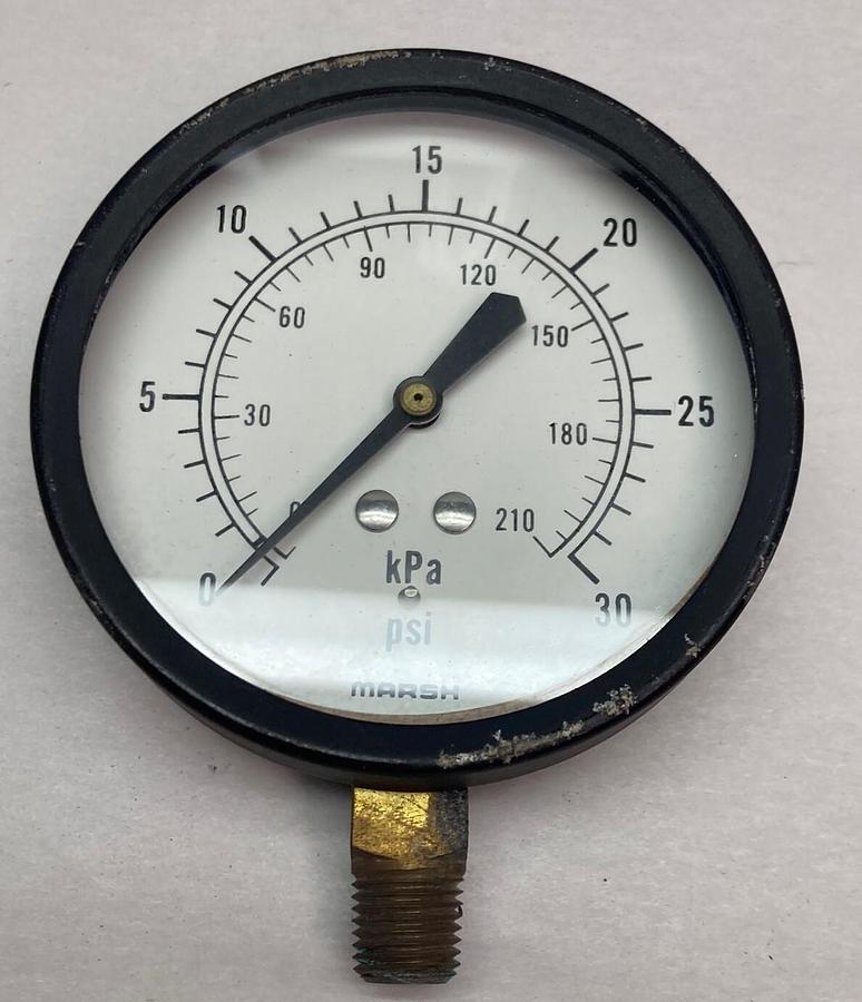 Used Marsh,0-30psi 0-210 kPa,Pressure Gauge